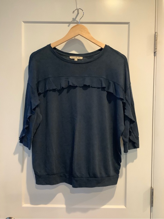 Express Tops - Express Navy Ruffle Trim Sweatshirt